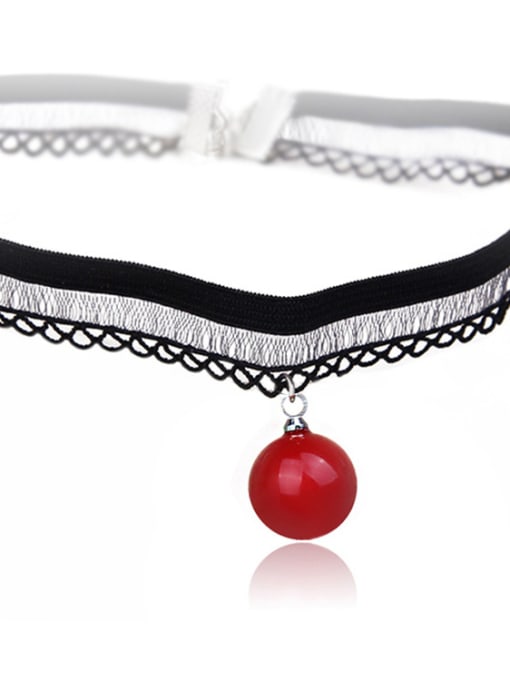 X223 Red Pearl Stainless Steel With Fashion Animal/flower/ball Lace choker Necklaces