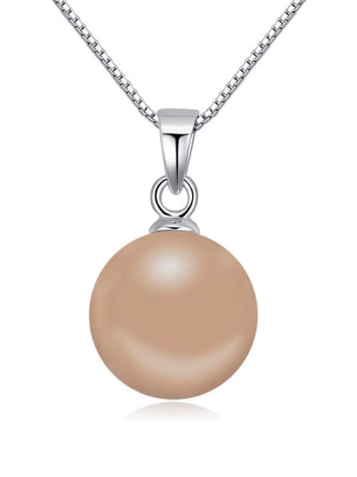 Brown Simple Imitation Pearl Pendant Alloy Necklace