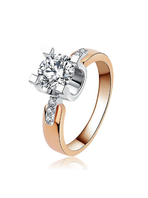 rose gold Fashion Shiny Cubic White Zirconias Copper Ring