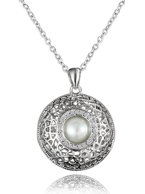 SANTIAGO Couples Hollow Design Round Artificial Pearl Necklace