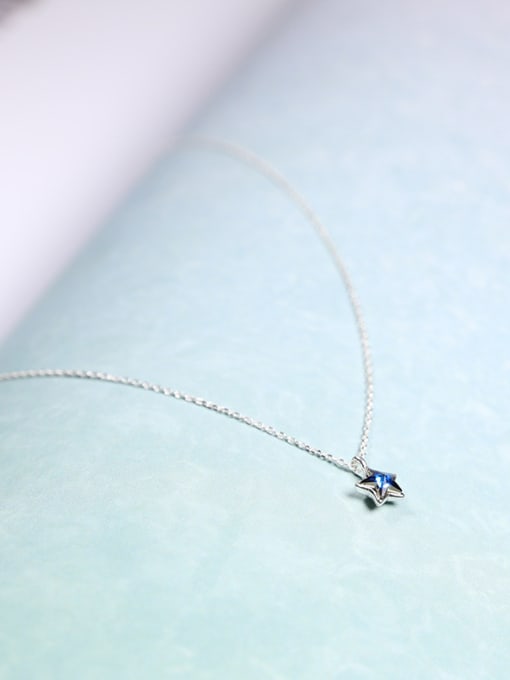 Peng Yuan Simple Blue Star Silver Necklace 3