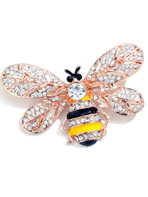 C052 Copper With Rhinestone+Enamel Cute Insect honeybee Lapel Pins