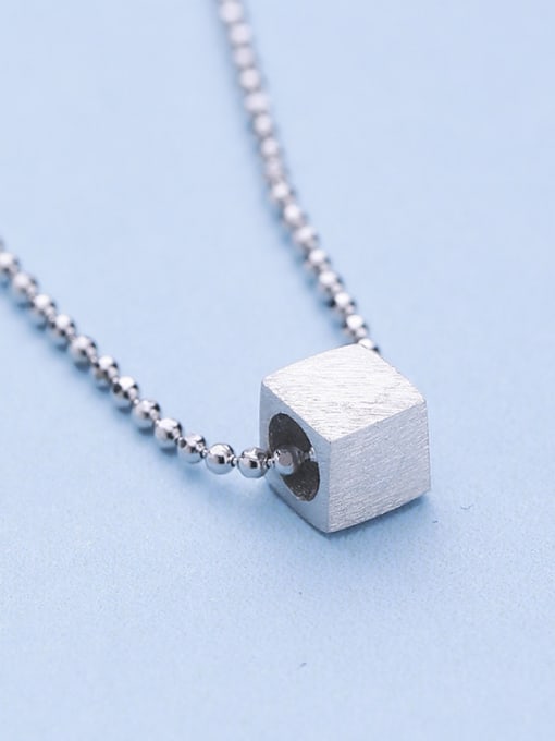 One Silver Square Shaped Necklace 3
