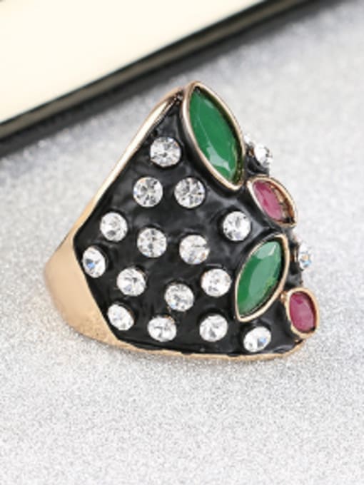 Gujin Unique Vintage style Oval Resin stones White Rhinestones Alloy Ring 2