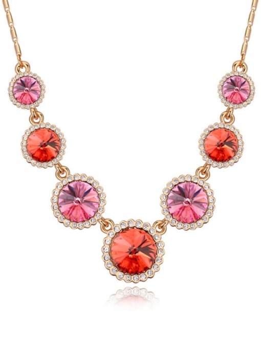 Red Fashion Champagne Gold Cubic austrian Crystals Alloy Necklace