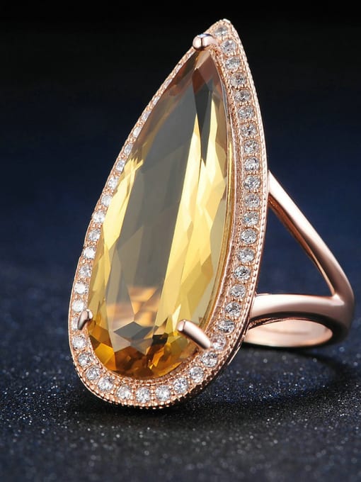 ZK Natural Yellow Crystal Noble Women Adjustable Ring 1