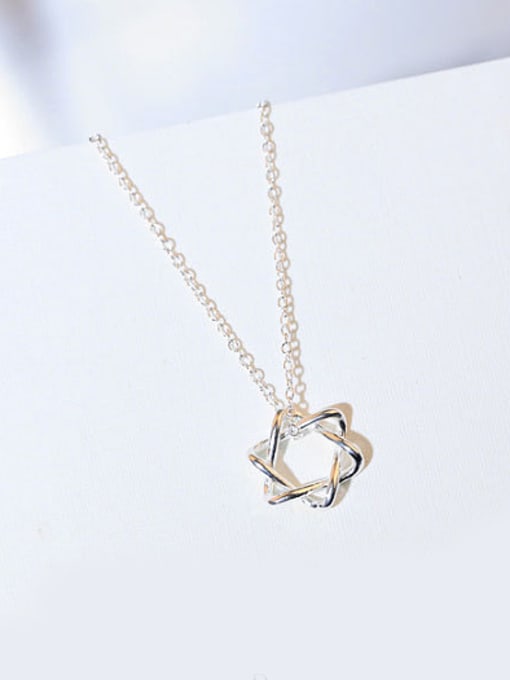 Peng Yuan Hollow Six-pointed Star Silver Necklace 0