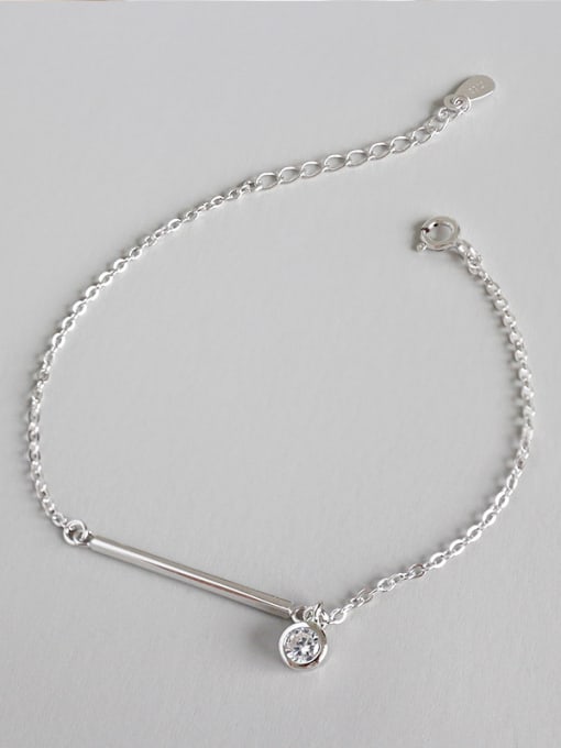 DAKA Sterling Silver geometric long Zirconia Pendant Bracelet 0