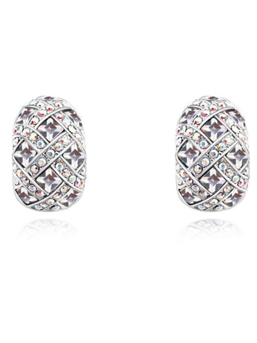 White Personalized Shiny austrian Crystals Alloy Stud Earrings