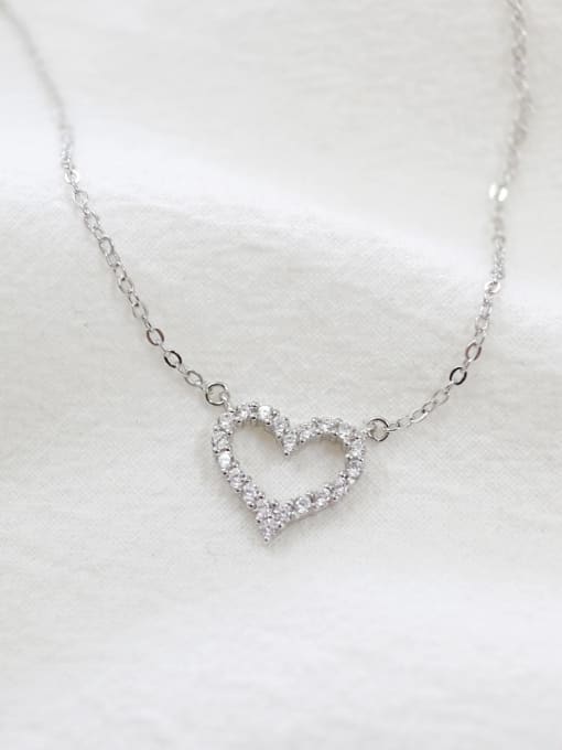 DAKA Simple Tiny Zircon-studded Heart Silver Necklace 0