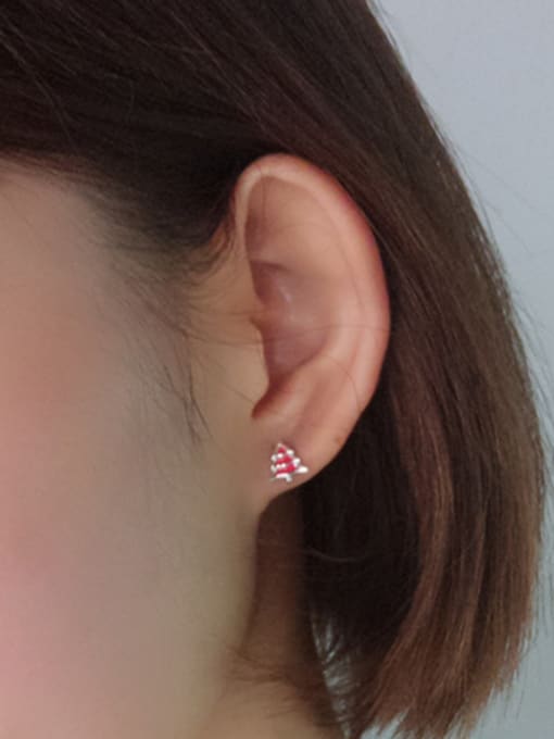 Peng Yuan Tiny Red Christmas Tree Stud Earrings 1