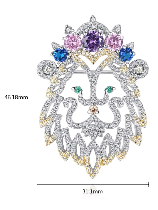 BLING SU AAA zircon color creative Lion King Brooch 2