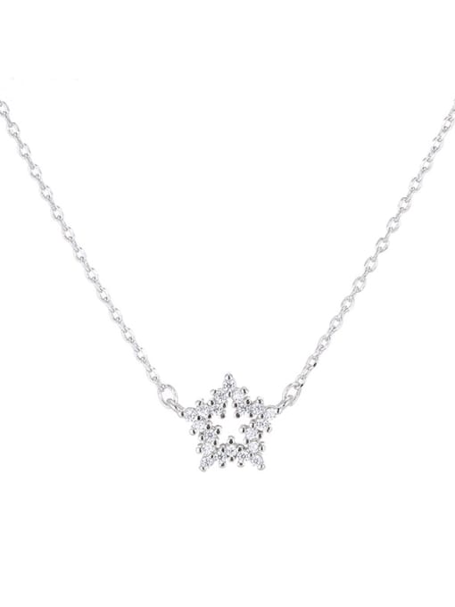 DAKA 925 Sterling Silver With Cubic Zirconia Fashion Star Necklaces 3