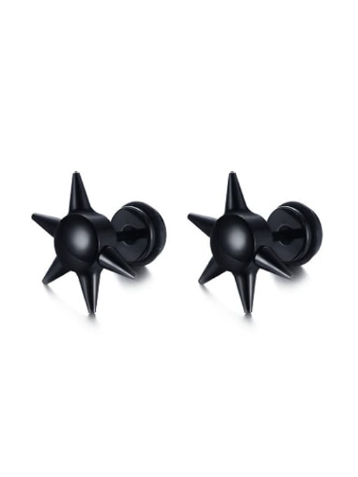 CONG Personality Black Gun Plated Titanium Stud Earrings 0