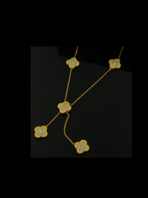 Golden 2018 Flower Zircon Necklace