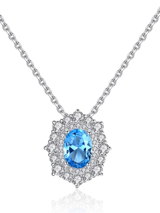 CCUI 925 Sterling Silver With  Cubic Zirconia  Delicate Oval Necklaces