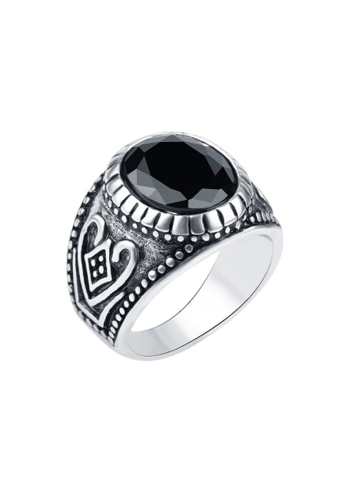 Gujin Retro style Round Black Resin stone Alloy Ring