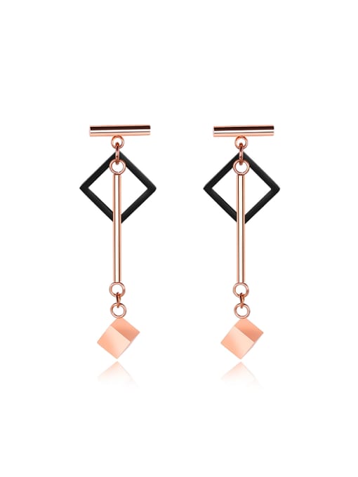 Open Sky Fashion Square Cube Rose Gold Plated Drop Earrings 0