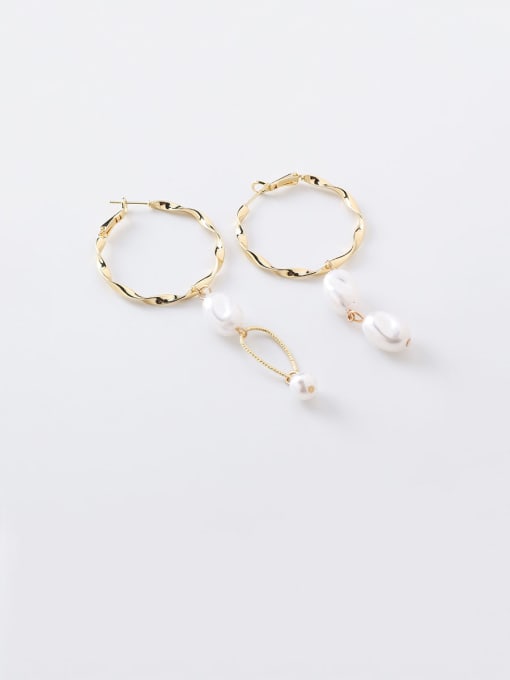 Girlhood Alloy With Imitation Gold Plated Simplistic Round Drop Earrings 0
