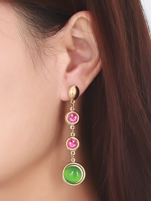 CONG High Quality Green Round Shaped Opal Drop Earrings 1