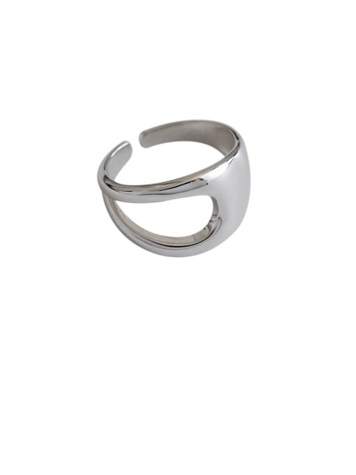 DAKA 925 Sterling Silver With Platinum Plated Simplistic Irregular Free Size Rings