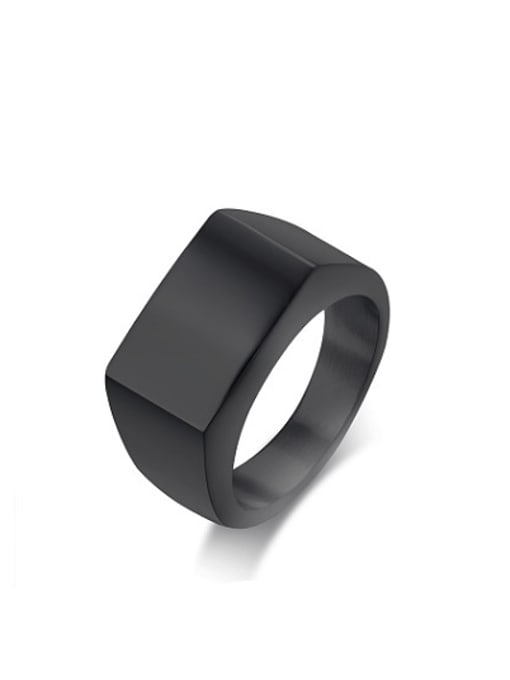 CONG Exquisite Black Gun Plated Geometric Shaped Titanium Ring 0