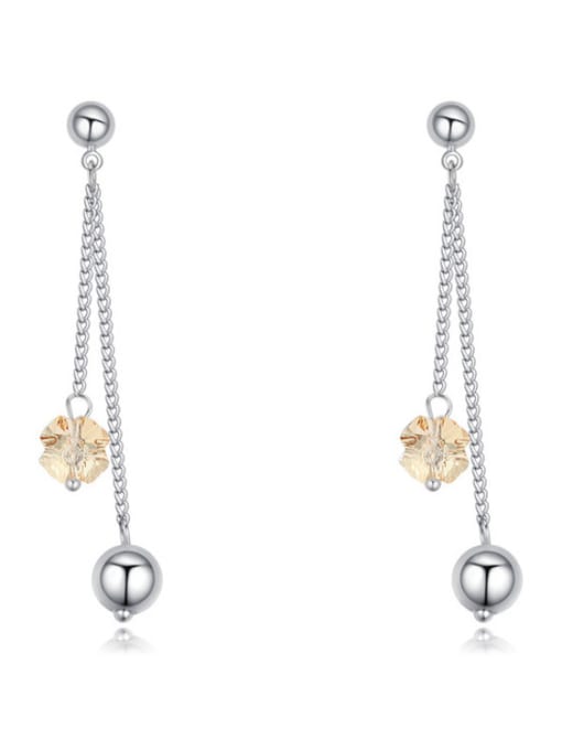 yellow Simple Little Heart austrian Crystals Little Beads Drop Earrings