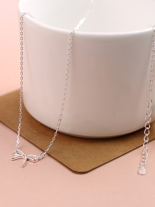 Peng Yuan Simple Tiny Bow Pendant 925 Silver Necklace 2