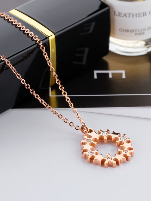 Open Sky Simple Cubic Rhinestones Rose Gold Plated Necklace 2