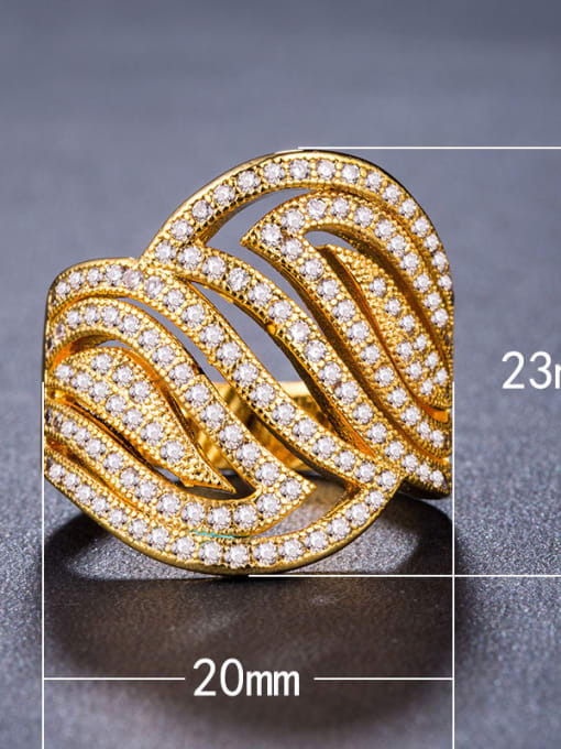 MATCH Copper With 18k Gold Plated Cubic Zirconia Trendy Cocktail Rings 2