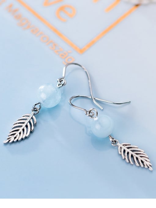 Rosh 925 Sterling Silver With Glass Beads Vintage Leaf Drop Earrings 3