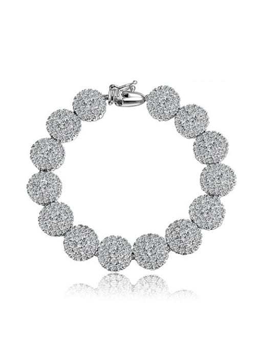 SANTIAGO Exquisite 18K White Gold Plated Round Shaped Zircon Bracelet 0