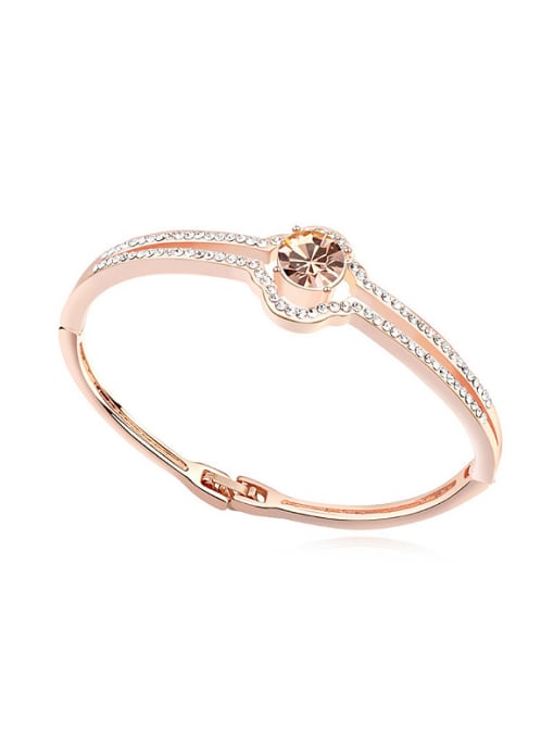 yellow Fashion Cubic austrian Crystals Rose Gold Plated Alloy Bangle