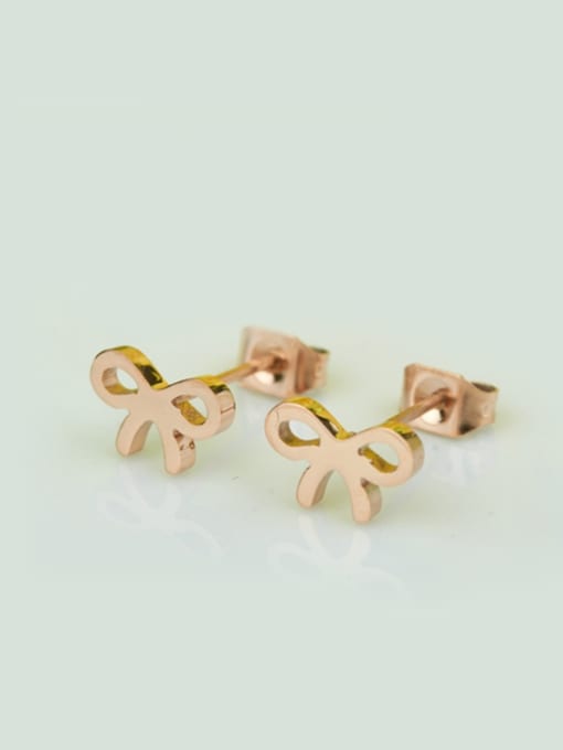 Rose Gold Lovely Bow Shaped Stud Earrings