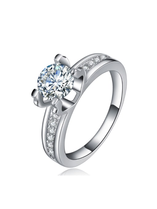 ZK Noble White Gold Plated Engagement Ring 0
