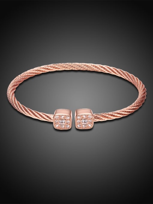 Rose Gold Exquisite Square Shaped Twisted Rope Bangle