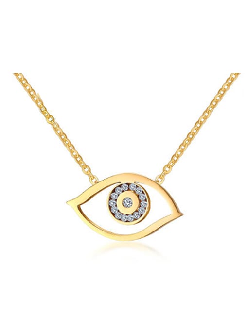 CONG All-match Gold Plated Eye Shaped Rhinestone Necklace 0