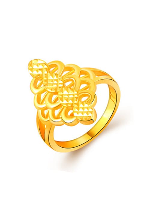 Yi Heng Da Women Exaggerated Hollow Diamond Shaped Copper Ring 0