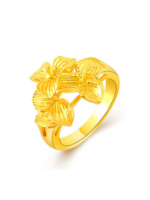 Yi Heng Da Exquisite 24K Gold Plated Flower Shaped Copper Ring 0