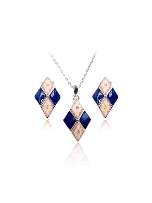 Platinum Creative Double Color Square Polymer Clay Two pieces Jewelry Set