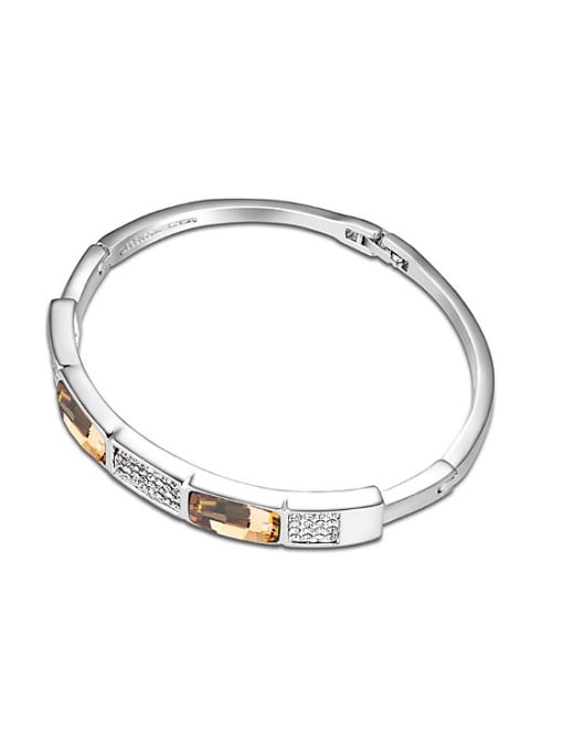 Yellow Simple austrian Crystals Alloy Platinum Plated Bangle
