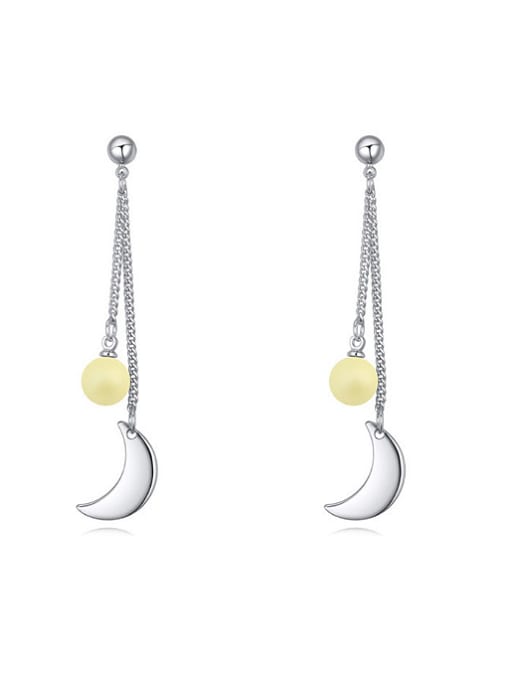 QIANZI Simple Little Moon Patterns Imitation Pearls Alloy Drop Earrings 0