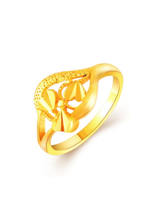 Yi Heng Da Women Exquisite 24K Gold Plated Heart Shaped Copper Ring 0