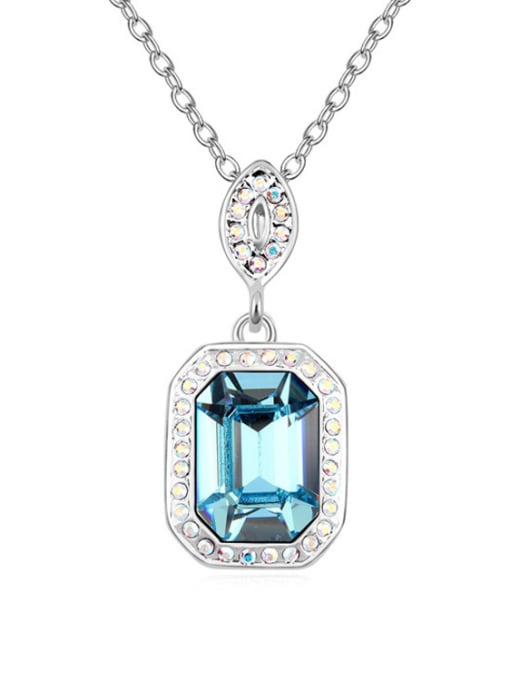 QIANZI Simple austrian Crystals Pendant Platinum Plated Necklace 1