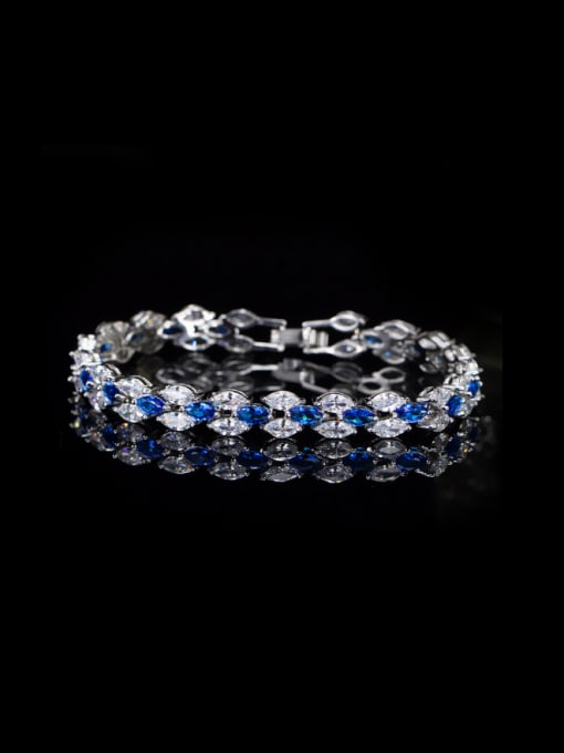 Blue Irregular Zircons Platinum Plated Bracelet