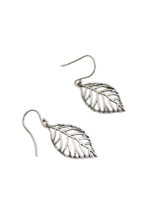 DAKA Personalized Hollow Leaf Antique Silver Plated Earrings 0
