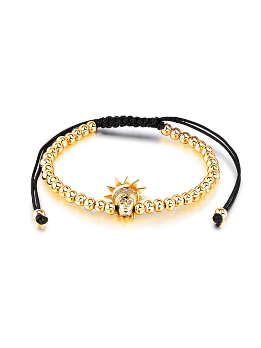 Gold Fashion Personalized Beads Chinlon Adjustable Bracelet