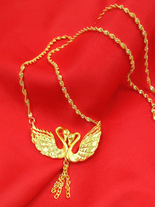 golden Women Fresh 18K Gold Plated Double Swan Necklace