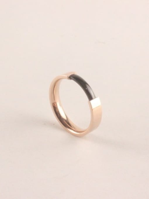 GROSE Black Ceramic Smooth Fashion Titanium Ring 0