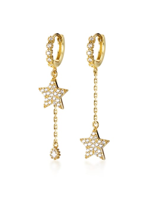 Rosh 925 Sterling Silver With Gold Plated Simplistic Star Clip On Earrings 2